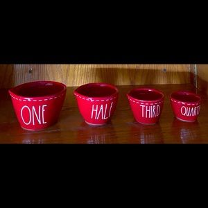 Red stitched Rae Dunn measuring cups